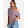 image:imageTrendy Queen Womens Off The Shoulder Tops Oversized TShirts Short Sleeve Tees Summer 2026 Casual Spring Fashion ClothesDarkpink
