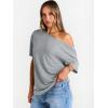 image:imageTrendy Queen Womens Off The Shoulder Tops Oversized TShirts Short Sleeve Tees Summer 2026 Casual Spring Fashion ClothesGrey