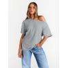 image:imageTrendy Queen Womens Off The Shoulder Tops Oversized TShirts Short Sleeve Tees Summer 2026 Casual Spring Fashion ClothesGrey