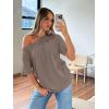 image:imageTrendy Queen Womens Off The Shoulder Tops Oversized TShirts Short Sleeve Tees Summer 2026 Casual Spring Fashion ClothesGrey Khaki