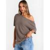 image:imageTrendy Queen Womens Off The Shoulder Tops Oversized TShirts Short Sleeve Tees Summer 2026 Casual Spring Fashion ClothesGrey Khaki