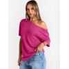 image:imageTrendy Queen Womens Off The Shoulder Tops Oversized TShirts Short Sleeve Tees Summer 2026 Casual Spring Fashion ClothesHotpink