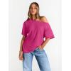 image:imageTrendy Queen Womens Off The Shoulder Tops Oversized TShirts Short Sleeve Tees Summer 2026 Casual Spring Fashion ClothesHotpink