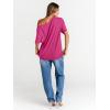 image:imageTrendy Queen Womens Off The Shoulder Tops Oversized TShirts Short Sleeve Tees Summer 2026 Casual Spring Fashion ClothesHotpink