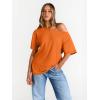 image:imageTrendy Queen Womens Off The Shoulder Tops Oversized TShirts Short Sleeve Tees Summer 2026 Casual Spring Fashion ClothesOrange