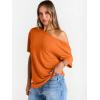 image:imageTrendy Queen Womens Off The Shoulder Tops Oversized TShirts Short Sleeve Tees Summer 2026 Casual Spring Fashion ClothesOrange
