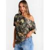 image:imageTrendy Queen Womens Off The Shoulder Tops Oversized TShirts Short Sleeve Tees Summer 2026 Casual Spring Fashion ClothesPrinteddarkgreen