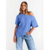 image:imageTrendy Queen Womens Off The Shoulder Tops Oversized TShirts Short Sleeve Tees Summer 2026 Casual Spring Fashion ClothesSkyblue