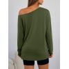 image:imageTrendy Queen Womens Off The Shoulder Tops Oversized Tshirts Long Sleeve 2026 Casual Basic TeesArmygreen