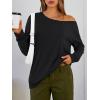 image:imageTrendy Queen Womens Off The Shoulder Tops Oversized Tshirts Long Sleeve 2026 Casual Basic TeesBlack