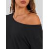 image:imageTrendy Queen Womens Off The Shoulder Tops Oversized Tshirts Long Sleeve 2026 Casual Basic TeesBlack