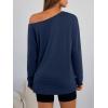 image:imageTrendy Queen Womens Off The Shoulder Tops Oversized Tshirts Long Sleeve 2026 Casual Basic TeesBlue