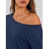 image:imageTrendy Queen Womens Off The Shoulder Tops Oversized Tshirts Long Sleeve 2026 Casual Basic TeesBlue
