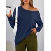 image:imageTrendy Queen Womens Off The Shoulder Tops Oversized Tshirts Long Sleeve 2026 Casual Basic TeesBlue