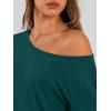 image:imageTrendy Queen Womens Off The Shoulder Tops Oversized Tshirts Long Sleeve 2026 Casual Basic TeesDark Green