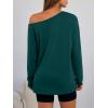 image:imageTrendy Queen Womens Off The Shoulder Tops Oversized Tshirts Long Sleeve 2026 Casual Basic TeesDark Green