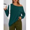 image:imageTrendy Queen Womens Off The Shoulder Tops Oversized Tshirts Long Sleeve 2026 Casual Basic TeesDark Green