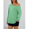 image:imageTrendy Queen Womens Off The Shoulder Tops Oversized Tshirts Long Sleeve 2026 Casual Basic TeesGreen