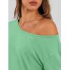 image:imageTrendy Queen Womens Off The Shoulder Tops Oversized Tshirts Long Sleeve 2026 Casual Basic TeesGreen