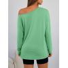 image:imageTrendy Queen Womens Off The Shoulder Tops Oversized Tshirts Long Sleeve 2026 Casual Basic TeesGreen