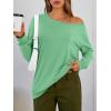 image:imageTrendy Queen Womens Off The Shoulder Tops Oversized Tshirts Long Sleeve 2026 Casual Basic TeesGreen