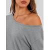 image:imageTrendy Queen Womens Off The Shoulder Tops Oversized Tshirts Long Sleeve 2026 Casual Basic TeesGrey