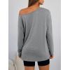 image:imageTrendy Queen Womens Off The Shoulder Tops Oversized Tshirts Long Sleeve 2026 Casual Basic TeesGrey