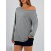 image:imageTrendy Queen Womens Off The Shoulder Tops Oversized Tshirts Long Sleeve 2026 Casual Basic TeesGrey