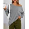 image:imageTrendy Queen Womens Off The Shoulder Tops Oversized Tshirts Long Sleeve 2026 Casual Basic TeesGrey