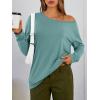 image:imageTrendy Queen Womens Off The Shoulder Tops Oversized Tshirts Long Sleeve 2026 Casual Basic TeesGrey Green