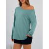 image:imageTrendy Queen Womens Off The Shoulder Tops Oversized Tshirts Long Sleeve 2026 Casual Basic TeesGrey Green