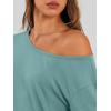 image:imageTrendy Queen Womens Off The Shoulder Tops Oversized Tshirts Long Sleeve 2026 Casual Basic TeesGrey Green