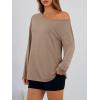 image:imageTrendy Queen Womens Off The Shoulder Tops Oversized Tshirts Long Sleeve 2026 Casual Basic TeesKhaki