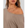 image:imageTrendy Queen Womens Off The Shoulder Tops Oversized Tshirts Long Sleeve 2026 Casual Basic TeesKhaki