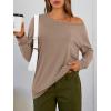 image:imageTrendy Queen Womens Off The Shoulder Tops Oversized Tshirts Long Sleeve 2026 Casual Basic TeesKhaki