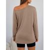 image:imageTrendy Queen Womens Off The Shoulder Tops Oversized Tshirts Long Sleeve 2026 Casual Basic TeesKhaki