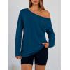 image:imageTrendy Queen Womens Off The Shoulder Tops Oversized Tshirts Long Sleeve 2026 Casual Basic TeesLake