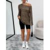 image:imageTrendy Queen Womens Off The Shoulder Tops Oversized Tshirts Long Sleeve 2026 Casual Basic TeesLeopard