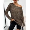 image:imageTrendy Queen Womens Off The Shoulder Tops Oversized Tshirts Long Sleeve 2026 Casual Basic TeesLeopard