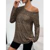 image:imageTrendy Queen Womens Off The Shoulder Tops Oversized Tshirts Long Sleeve 2026 Casual Basic TeesLeopard