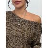 image:imageTrendy Queen Womens Off The Shoulder Tops Oversized Tshirts Long Sleeve 2026 Casual Basic TeesLeopard
