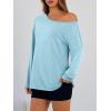 image:imageTrendy Queen Womens Off The Shoulder Tops Oversized Tshirts Long Sleeve 2026 Casual Basic TeesLight Blue
