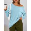 image:imageTrendy Queen Womens Off The Shoulder Tops Oversized Tshirts Long Sleeve 2026 Casual Basic TeesLight Blue