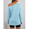 image:imageTrendy Queen Womens Off The Shoulder Tops Oversized Tshirts Long Sleeve 2026 Casual Basic TeesLight Blue