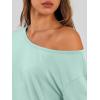 image:imageTrendy Queen Womens Off The Shoulder Tops Oversized Tshirts Long Sleeve 2026 Casual Basic TeesMint Green