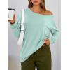 image:imageTrendy Queen Womens Off The Shoulder Tops Oversized Tshirts Long Sleeve 2026 Casual Basic TeesMint Green