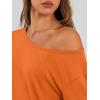 image:imageTrendy Queen Womens Off The Shoulder Tops Oversized Tshirts Long Sleeve 2026 Casual Basic TeesOrange