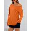 image:imageTrendy Queen Womens Off The Shoulder Tops Oversized Tshirts Long Sleeve 2026 Casual Basic TeesOrange