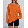image:imageTrendy Queen Womens Off The Shoulder Tops Oversized Tshirts Long Sleeve 2026 Casual Basic TeesOrange