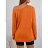 image:imageTrendy Queen Womens Off The Shoulder Tops Oversized Tshirts Long Sleeve 2026 Casual Basic TeesOrange